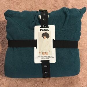 Brand New Pink Victoria Secret Fleece Hoodie and Short Set Size XL